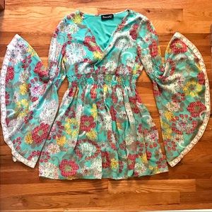 Long-sleeved boho sun dress